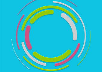 Colorful minimal geometric circles abstract background. Paper technology vector design