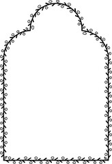 Trefoil Arch spiral Leaf rectangular frame architectural window door laurel flower frame floral leaf borders natural botanical branches decoration wedding anniversary celebration beautiful arabesque