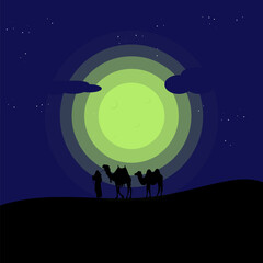 vector illustration Landscape at night