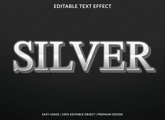 silver editable text effect template with abstract background and 3d style use for business brand and logo
