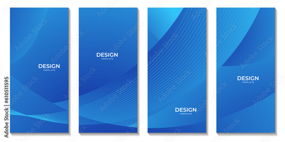 Aufkleber set of brochures with abstract blue wave gradient background for business presentation