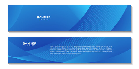 set of banners with abstract blue wave gradient background for business presentation
