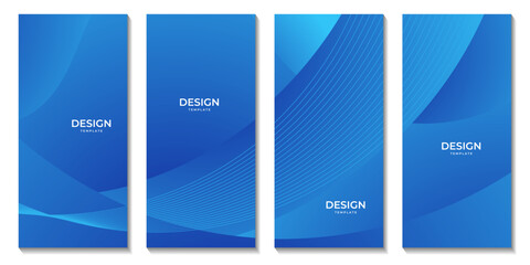 set of brochures with abstract blue wave gradient background for business presentation