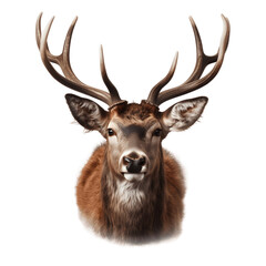 Deer head with horns isolated on white background cutout