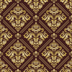 Orient classic pattern. Seamless abstract background with vintage elements. Orient background. Brown and golden ornament for wallpaper and packaging