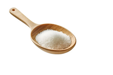 Fototapeta na wymiar salt in a wooden spoon isolated on white