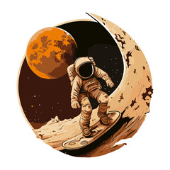 astronaut walking on moon vector art  © purplepixels