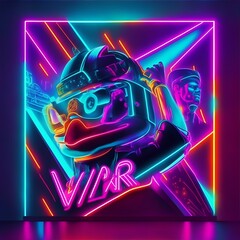 Poster of VR in neon colors