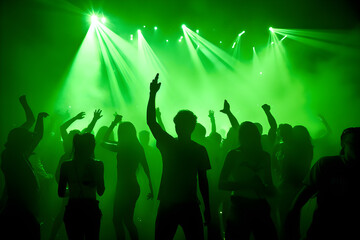 Fototapeta na wymiar crowd of people dancing at nightclub