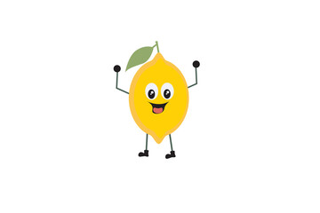 Vector funny cartoon lemon fruit has eyes and legs