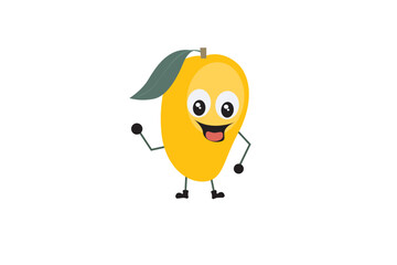 Vector funny cartoon mango fruit has eyes and legs