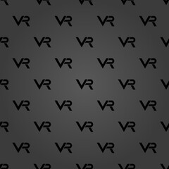 Seamless pattern with VR logos. Virtual dark reality logos