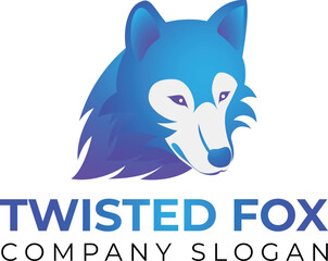 Fox logo. It is a blue color fox logo. fox logo for a company.