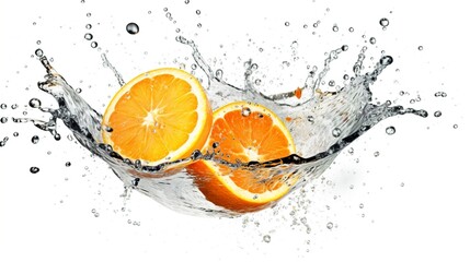 Fototapeta na wymiar orange in water splash created with Generative AI
