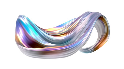 3D Wave Shape in Abstract Iridescent Composition. Generative AI