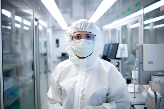 laboratory worker in protective clothing