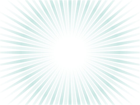 薄く儚く光る太陽光線イメージの抽象的な集中線背景_ターコイズブルー