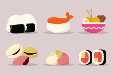 Set of food japanese food illustration