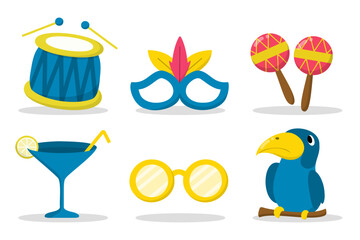 Set of items in party celebration cartoon design illustration