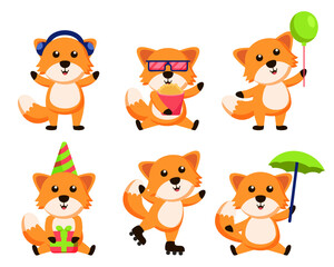 Set of animal with various  Activity cartoon character