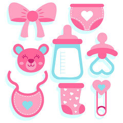 Set of items of for little kids illustration