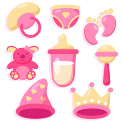 Set of items of for little kids illustration