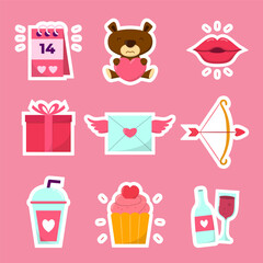 Set of items for lover in valentine day concept illustration