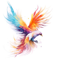 Phoenix spreading wings on a white background