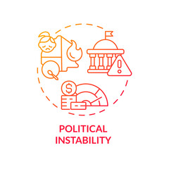 Political instability red gradient concept icon. County government. Economic crisis. Global change. Conflict zone. Social unrest abstract idea thin line illustration. Isolated outline drawing