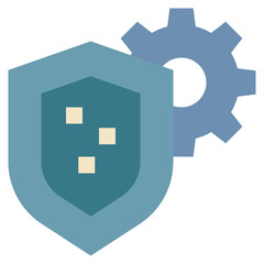 Obraz premium shield protect security cog wheel management icon flat style