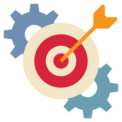 target arrow dart cog business management icon flat style