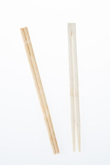 pair of chinese chopsticks wooden isolated on white background