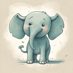 A children's book illustration of a baby elephant Generative Ai