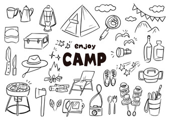 手書きのキャンプ素材イラスト