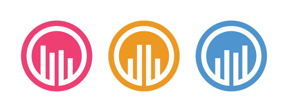 Statistics icon set, bar diagram illustration, business graph logo icon vector