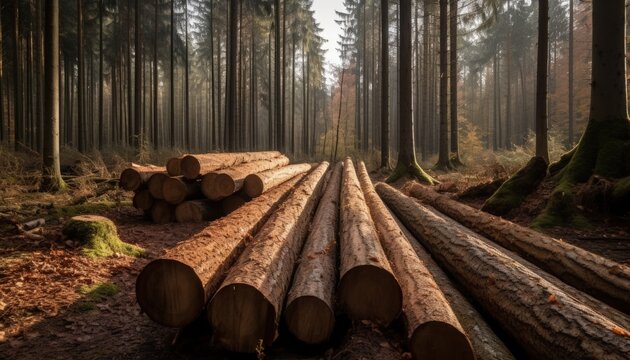 lumber in the forest, Generative AI