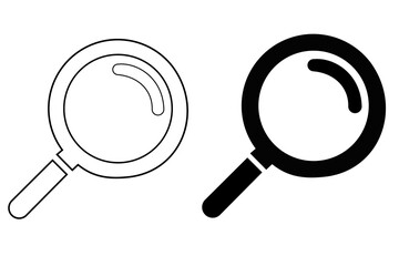 Search icon: vector magnifying glass with reflection