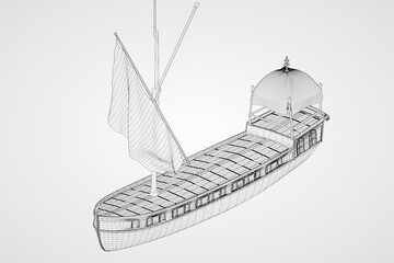 3d illustration. Model of an old danish barge - 610520720