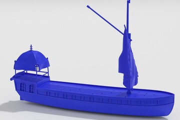 3d illustration. Model of an old dutch barge - 610520733