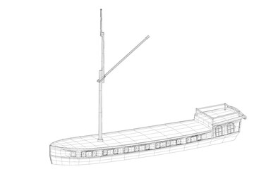 3d illustration. Model of an old danish barge - 610520735