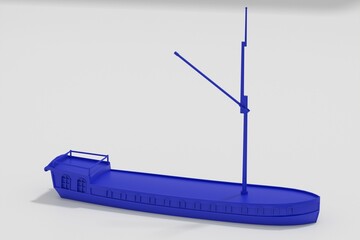 3d illustration. Model of an old dutch barge - 610520748