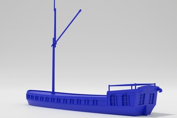 3d illustration. Model of an old dutch barge - 610520749