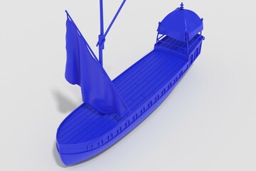 3d illustration. Model of an old dutch barge - 610520750
