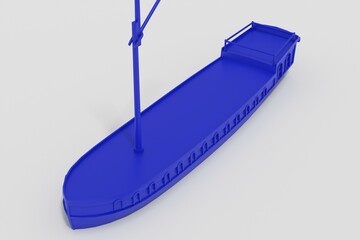 3d illustration. Model of an old dutch barge - 610520754