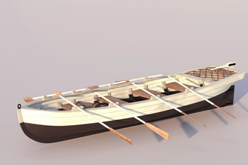 3d illustration. Ship boat jolly - 610520756
