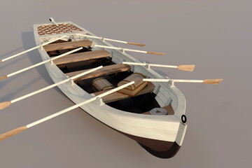 3d illustration. Ship boat jolly - 610520757