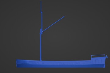 3d illustration. Model of an old dutch barge - 610520766