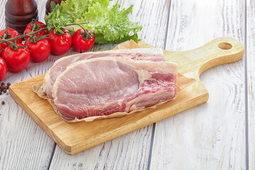 Raw pork t-bone steak for grill