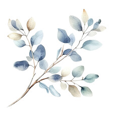 Watercolor leaves and branches illustration transparent background, PNG ,Generative AI
