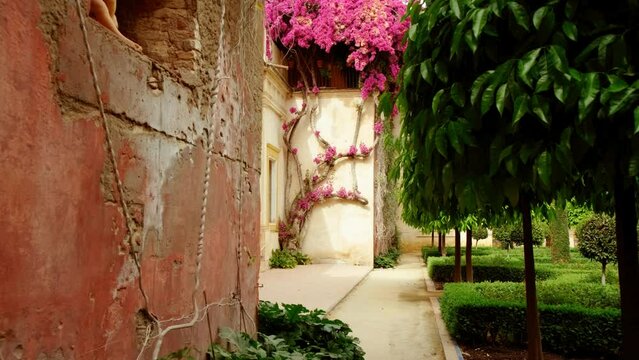 The Casa de Pilatos, Seville, Andalusia, Spain, an elegant Andalusian palace, blending Renaissance and Mudejar styles, with courtyards and gardens